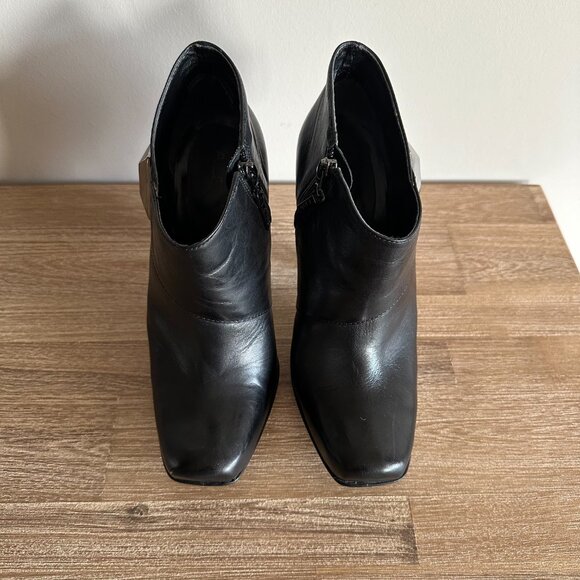 ALDO Leather Ankle Booties Womens Size 38 Mirrored High Heel Vintage Y2K - Picture 1 of 8